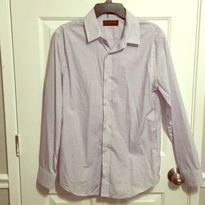 Light Purple Checkered Button Up Ling Sleeve Polo